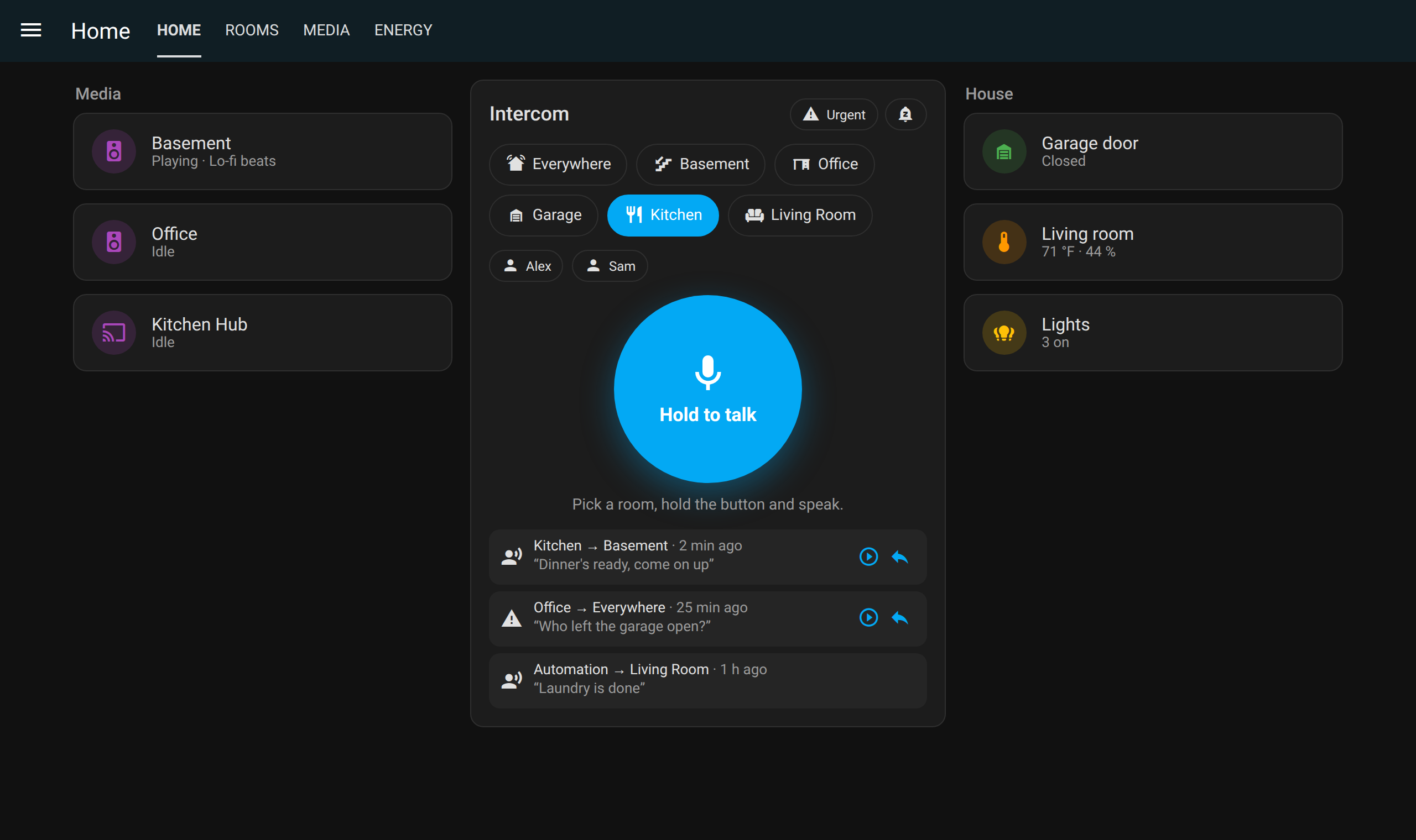 RoomCall card on a desktop dashboard